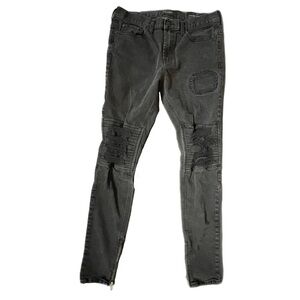 PacSun Stacked Skinny Jeans Mens Black Ripped Knee Moto Ankle - Size 32x32